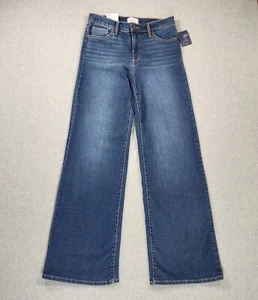 Crown & Ivy Damenjeans weites Bein Größe 8 blau Denim 32 x 33 Stretch Tasche neu mit Etikett - Bild 1 von 15