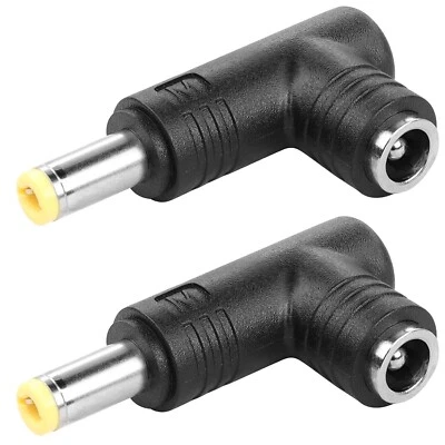 2x 240W DC Power Connector Adapter Angle 5.5mm x 2.5mm Male to Female Converter - Image 1 of 4