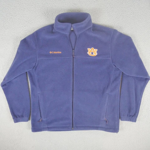 Auburn Tigers Jacket Mens Large Navy Blue Full Zip Fleece Polyester Columbia Cover