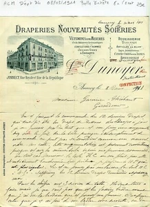 Dépt 74 - Annecy Rue Royale - Belle Entête Secteur de la Mode du 08/03/1911 - Picture 1 of 1