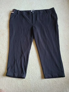 Ava & Viv Black Crop Midrise Belted Bi-Stretch Cuffed Plus Size Pants sz 24W New - Picture 1 of 6