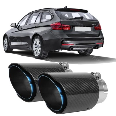 Punta de escape doble de fibra de carbono para serie 3 F30 F31 340i 330i 2,5" ID a 3,5" OD Foto 1 de 4