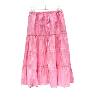 Tito's Broomstick Skirt Women Size S Mexican Crinkle Cotton Tiered Pink Vintage - Picture 1 of 19
