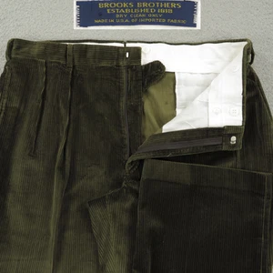 VTG Brooks Brothers Pant Men 38x32 Green Corduroy Wide Wale Trousers Made in USA - Bild 1 von 17