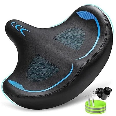 Asiento de bicicleta de gran tamaño para hombre y mujer cómodo, cojín de asiento de bicicleta extra ancho,  Foto 1 de 4
