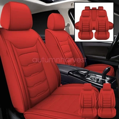 For Lincoln MKX MKC MKZ MKS Car 5Seat Covers Red PU Front & Rear Cushion Pad Foto 1 de 4