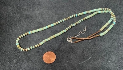 Genuine turquoise heishi necklace/4mm diameter//20"(B157c-w0.5) - Image 1 of 2