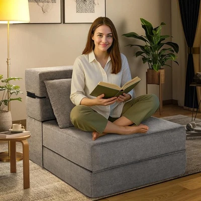 Sofá sofá cama sofá cama de espumoso montaje gratuito ¡para regalo familiar! Foto 1 de 4