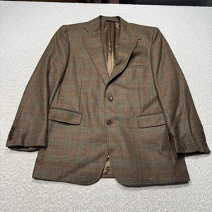Brooks Brothers Men Blazer Loro Piana Italy Wool Brown Herringbone Plaid 40R - Picture 1 of 10