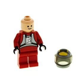 1x LEGO Mini Figurine Star Wars Rebel Pilot B-Wing Torso Red Helmet Grey 6208