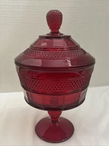 Viking Mt. Vernon Ruby Red #1600 Tall Covered Candy Jar/Compote - Picture 1 of 20