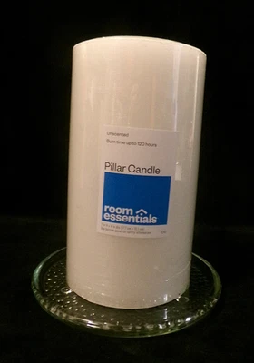 VELA PILAR ROOM ESSENTIALS BLANCA 7x4 con remache de vela de vidrio en relieve transparente Foto 1 de 4
