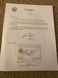 Ron DeSantis handsignierter Brief und Geschäftskarte echt oder vielleicht autopen - Bild 1 von 2