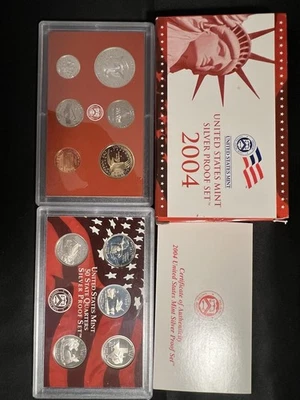 2004-S U.S. Mint Silver Proof Set , 11 Coin Set with Box & COA - Image 1 of 4