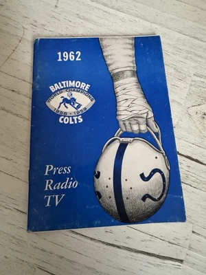 Guía de medios de los Baltimore Colts 1962 Anuario Johnny Unitas Programa de libro de prensa Foto 1 de 3