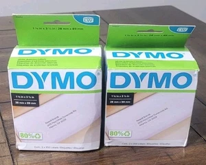 2 Boxes GENUINE DYMO Label Writer 1-1/8" x 3-1/2" White Address Labels -- 30252 - Picture 1 of 6