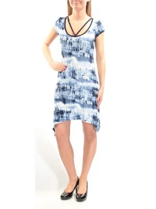 ULTRA FLIRT Womens Navy Striped Short Sleeve Knee Length Trapeze Dress Size: XS - Picture 1 of 6