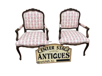 66768  Pair Ethan Allen Bergere LOUIS XV Armchair Chair s - Image 1 of 4