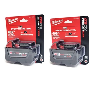 (Paquete de 2) Batería Milwau 48-11-1850 M18 REDLITHIUM XC 5,0 Ah Foto 1 de 2