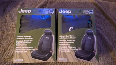 2 fundas de asiento laterales con logotipo negro universal Plasticolor 008581 para Jeep Foto 1 de 4