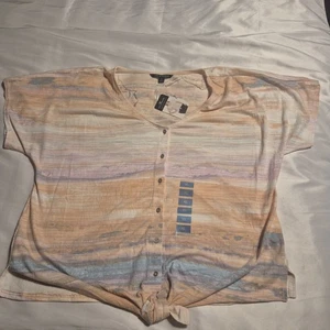 Zac & Rachel Damen XL, mehrfarbiges Top, Knöpfe, Taille zum Binden Neu mit Etikett - Bild 1 von 7