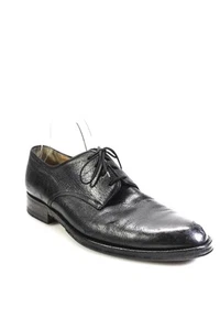 Walter Steiger Mens Leather Almond Toe Lace Up Derby Shoes Black Size 9 - Picture 1 of 7