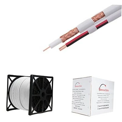 Bulk Siamese RG59/U Cable, 20AWG + 18/2AWG, 95% Shielding, CCTV 500FT White - Image 1 of 4