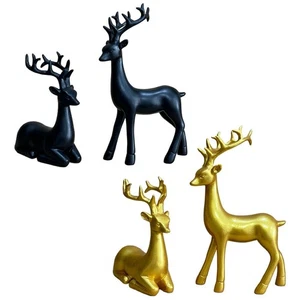 Juego de Estatuillas de Reno Negro, 2 Piezas Estatuas de Ciervos de Resina para Decoración de Navidad M4J2 - Imagen 1 de 17