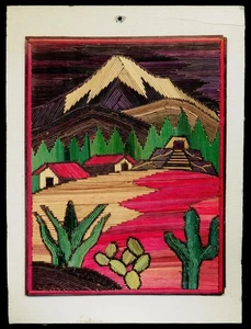 POTILLO VINTAGE PAJA MEXICANA ARTE POPULAR PEQUEÑO 4.25"X5.25" - Imagen 1 de 2