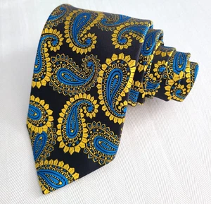 NEW Robert Talbott Best of Class SILK NECKTIE Blue Paisley Yellow Black 58" NWT - Picture 1 of 9