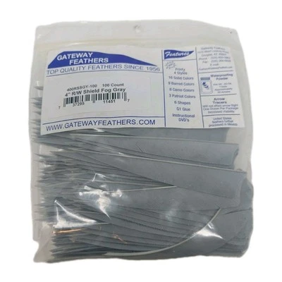 100 Pack Gateway Feathers 4" Right Wing: Shield Fog Gray 400RSSGY-100 - Image 1 of 3