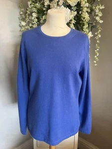 Pure Collection Ladies 100% Cashmere Blue Round Neck Jumper UK 14 - Picture 1 of 2