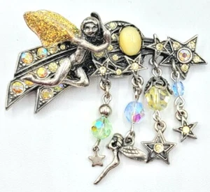 Kirks Folly Fairy Shooting Star Charm Dangle Brooch, Signed - Picture 1 of 8