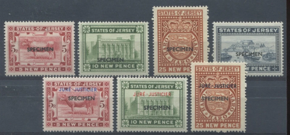 Jersey Revenues all overprinted SPECIMEN and JURE JUSTIER SPECIMEN mint NH - Image 1 of 1