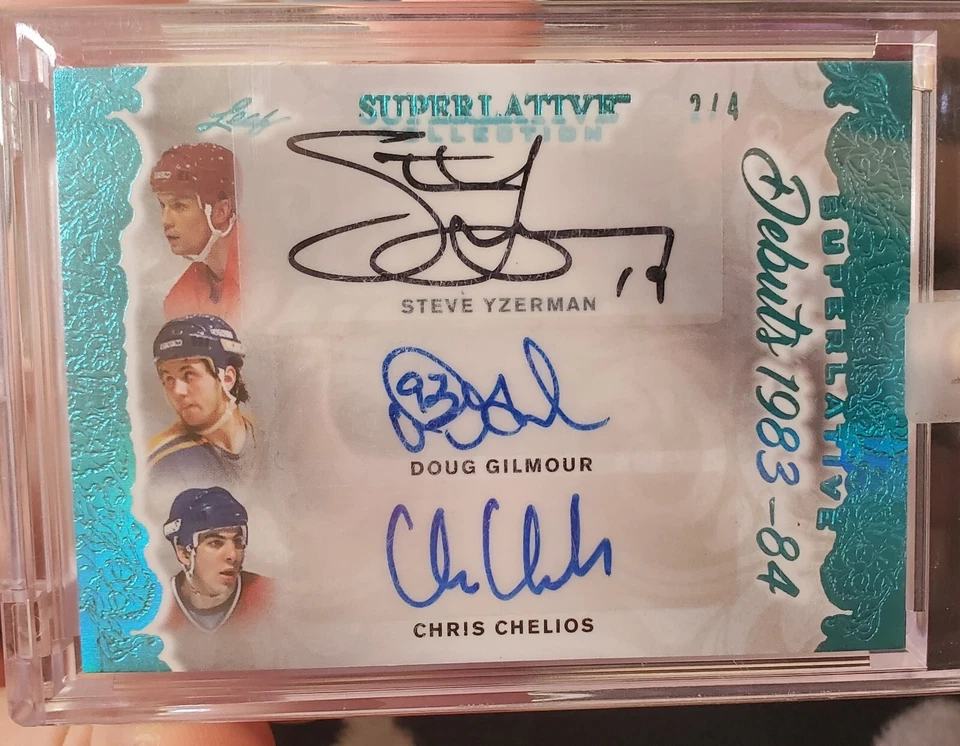 2019-2020 Leaf Superlative Debuts 1983-84 Yzerman/Gilmour/Chelios 2/4 - Image 1 of 2