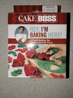 NUEVO-Cake Boss "Hey, I'm Baking Here" Juego de 4 piezas - Prensas cortadoras de fondant/galletas Foto 1 de 4