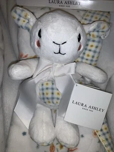 Laura Ashley Plaid Floral Security Baby Blanket & Plush Lovey Lamb Sheep Set NWT - Picture 1 of 9