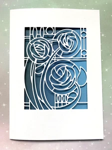 CARTOLINA ART NOUVEAU VUOTA 5" X 7" CON APERTURA ENV X 4....EDEN ROSES.. - Foto 1 di 2