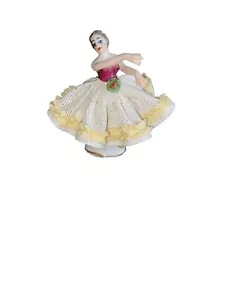 West German Volkstedt Porcelain Women Dancing Ballerina Puffy Dress Figurine - Picture 1 of 8
