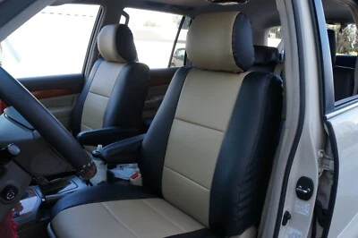 FOR TOYOTA LAND CRUISER 1991-1997 IGGEE S.LEATHER CUSTOM FIT 2 FRONT SEAT COVERS - Image 1 of 4