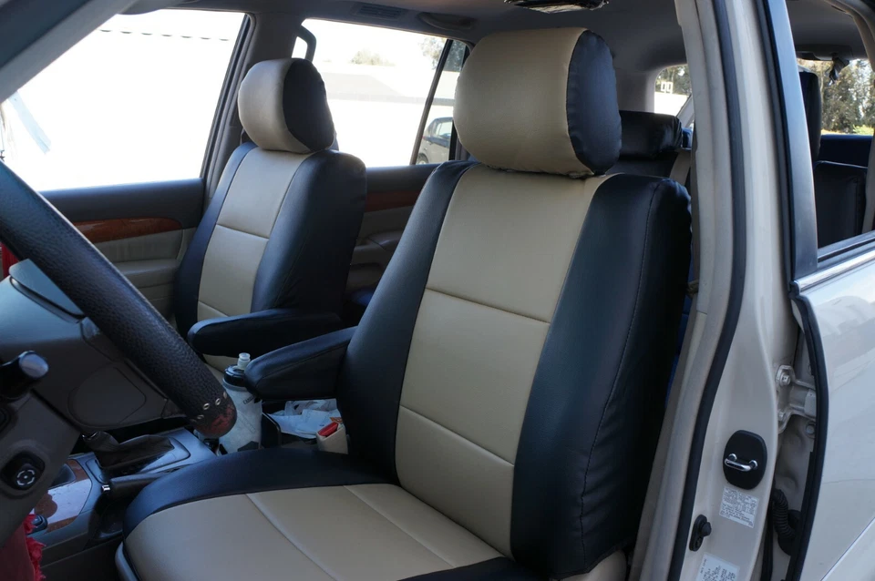 PARA TOYOTA LAND CRUISER 1991-1997 IGGEE S. CUERO AJUSTE PERSONALIZADO 2 FUNDAS ASIENTO DELANTERAS Foto 1 de 4