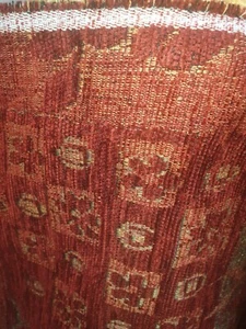 Chenille fabric colour burgundy green mix flower design fabric fire resistant . - Picture 1 of 10