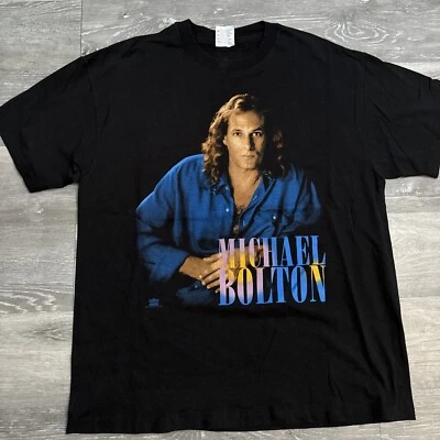 Vintage Michael Bolton Shirt Adult Extra Large Black American Rock Music Tee 90s - Image 1 of 2