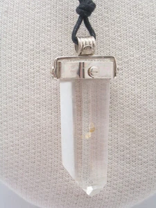 Ciondolo in ARGENTO 925 con CRISTALLO DI ROCCA - Pietra Dura - Quarzo Ialino - - Picture 1 of 9