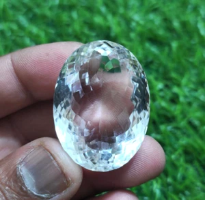 Quarzo Bianco Naturale Trasparente Sfaccettato Forma Ovale 158 Crt Gemma Sciolta per Gioielli - Foto 1 di 8