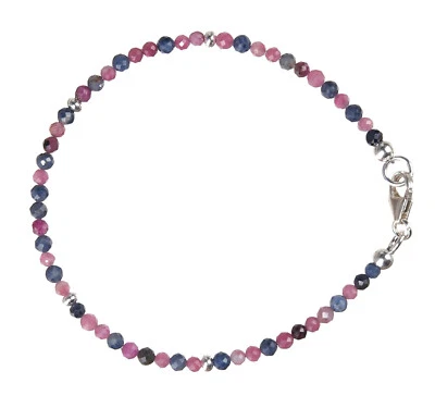 Rubin - Saphir Armband - 925 Silber - Saphir Armkette - Rubin Armband Z283 - Bild 1 von 3