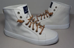 Sperry Size 8 M CREST HIGH TOP White Fabric Sneakers New Women's Shoes - Picture 1 of 17