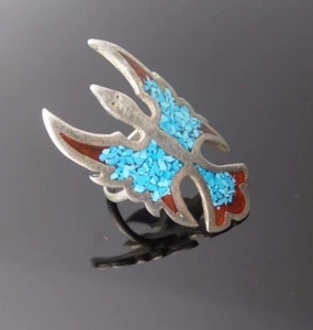 Anillo vintage de plata esterlina turquesa para hombre Phoenix Hawk talla 6 - Imagen 1 de 6