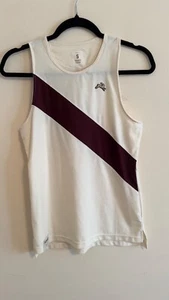 Tracksmith Ivory Mesh top with Maroon Stripe - Picture 1 of 8