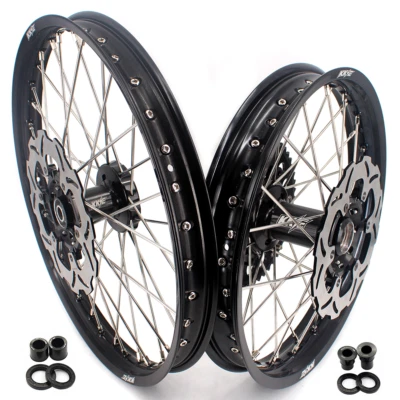 KKE 21/18 CNC Wheels Fit Suzuki DRZ400 DRZ400E DRZ400S 2000-2025 Disc Black Rims - Imagem 1 de 4